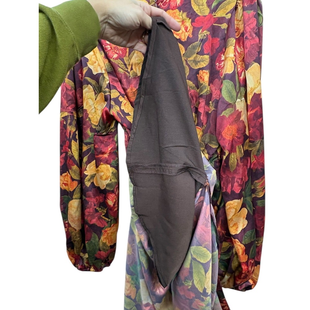 Petal and Pup Zimmer Floral Satin Maxi Dress Sangria Bloom‎ Boho Romantic Chic S - Picture 5 of 8